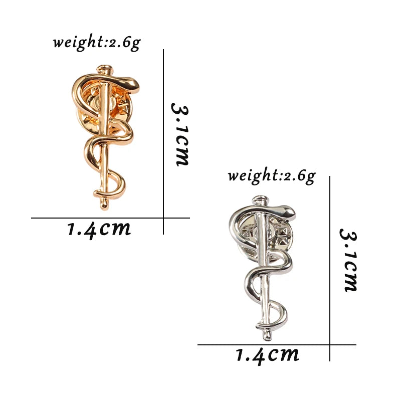 New World Health Organization WHO Logo Brooch Snake Caduceus Pins Doctor Nurse Medical Wellness Symbol Badge Jewelry