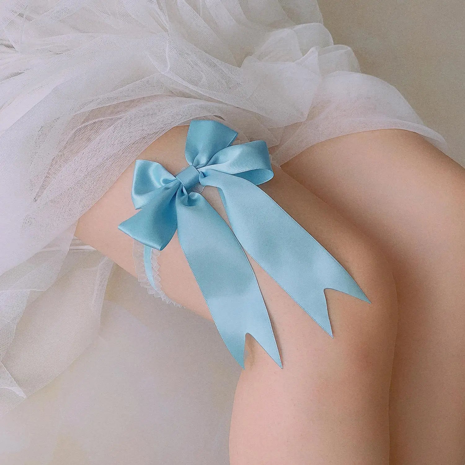 1pc Bridal Lace Leg Ring Loop Blue Red Green Wedding Garter Plastic Sexy Garters Women/Female/Bride Thigh Rings with Bow