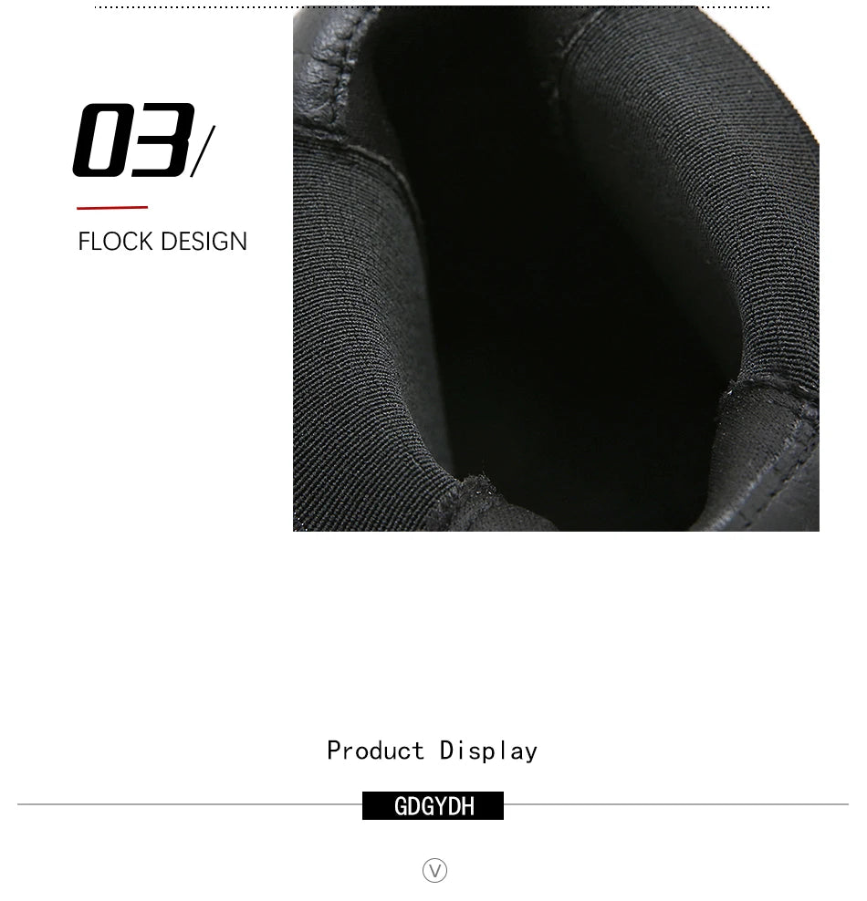 GDGYDH Slip-On Women Motorcycle Boots Square High Heels Thick Platform Female Ankle Boots Black Plus Sizes Chelsea Boots Women