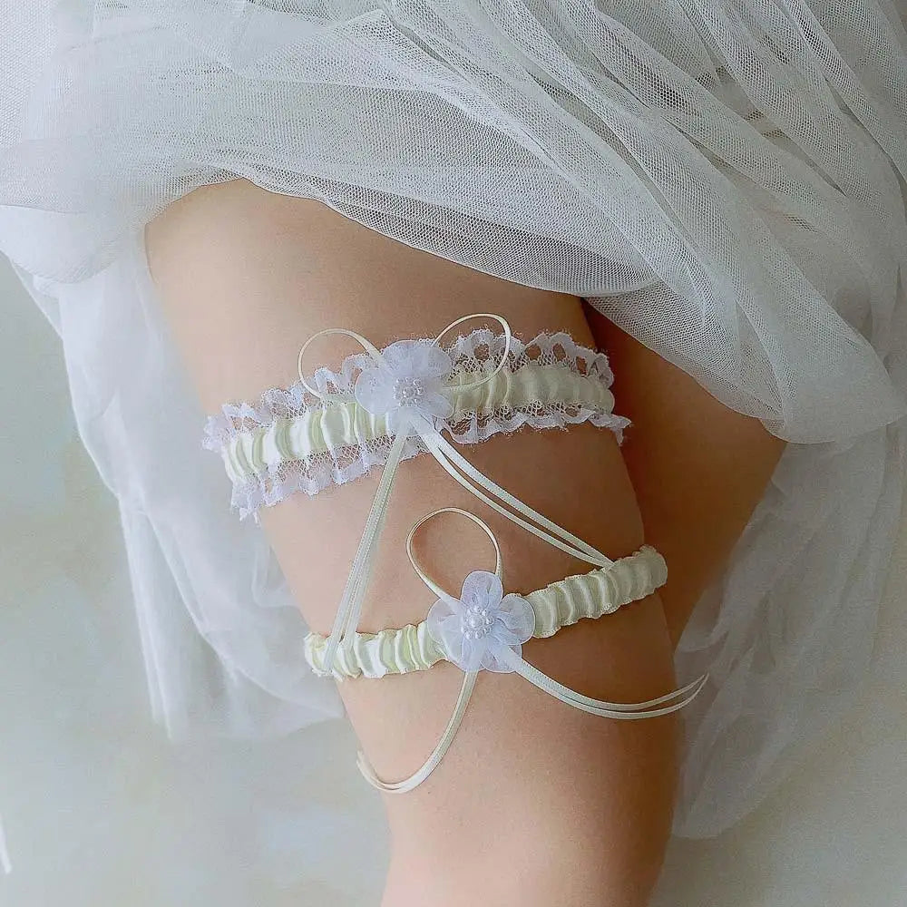 1pc Bridal Lace Leg Ring Loop Blue Red Green Wedding Garter Plastic Sexy Garters Women/Female/Bride Thigh Rings with Bow