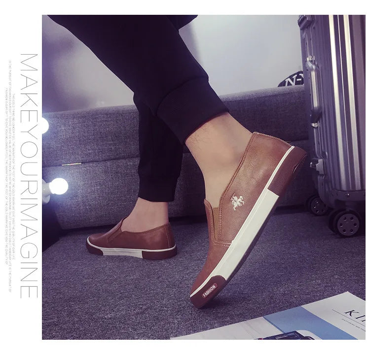 NPEZKGC New arrival Low price Mens Breathable High Quality Casual Shoes PU Leather Casual Shoes Slip On men Fashion Flats Loafer