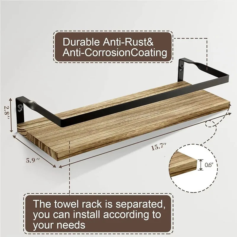 Bathroom Items Kitchen Solid Wood Bore Storage Shelf Floating Wall Shelves Accessories Organizer Hardwares Hardware Fixture Home