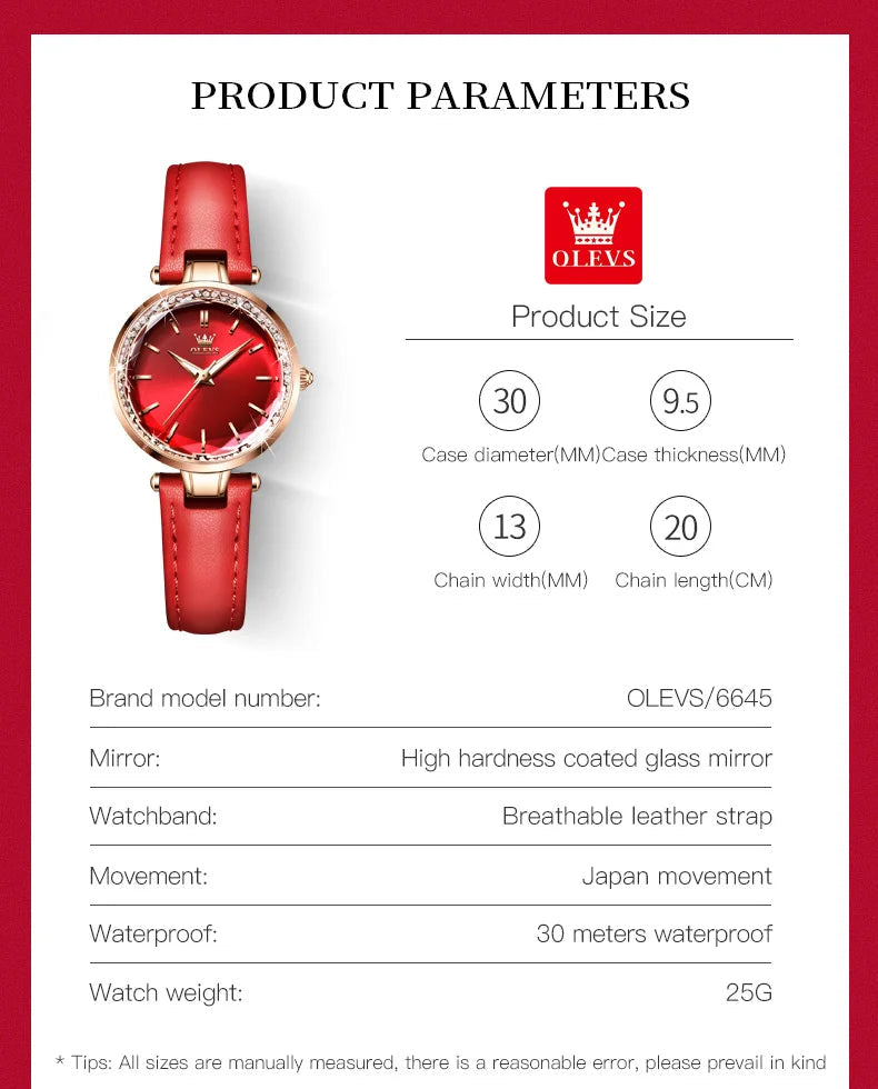 OLEVS Brand watch fashion diamond-encrusted outer ring ladies quartz watch waterproof watch 6645 SwiftNest