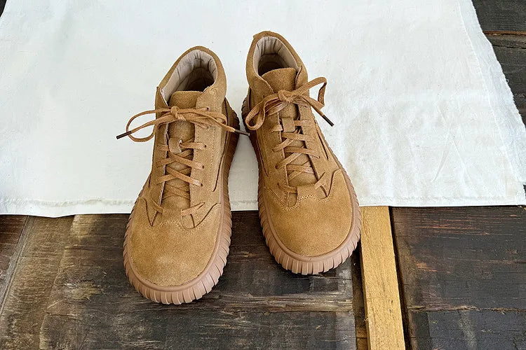 Careaymade-Wide Head Genuine Leather Women's Boots comfortable soft sole thick sole Boken warm Ankle Boots workwear short boots