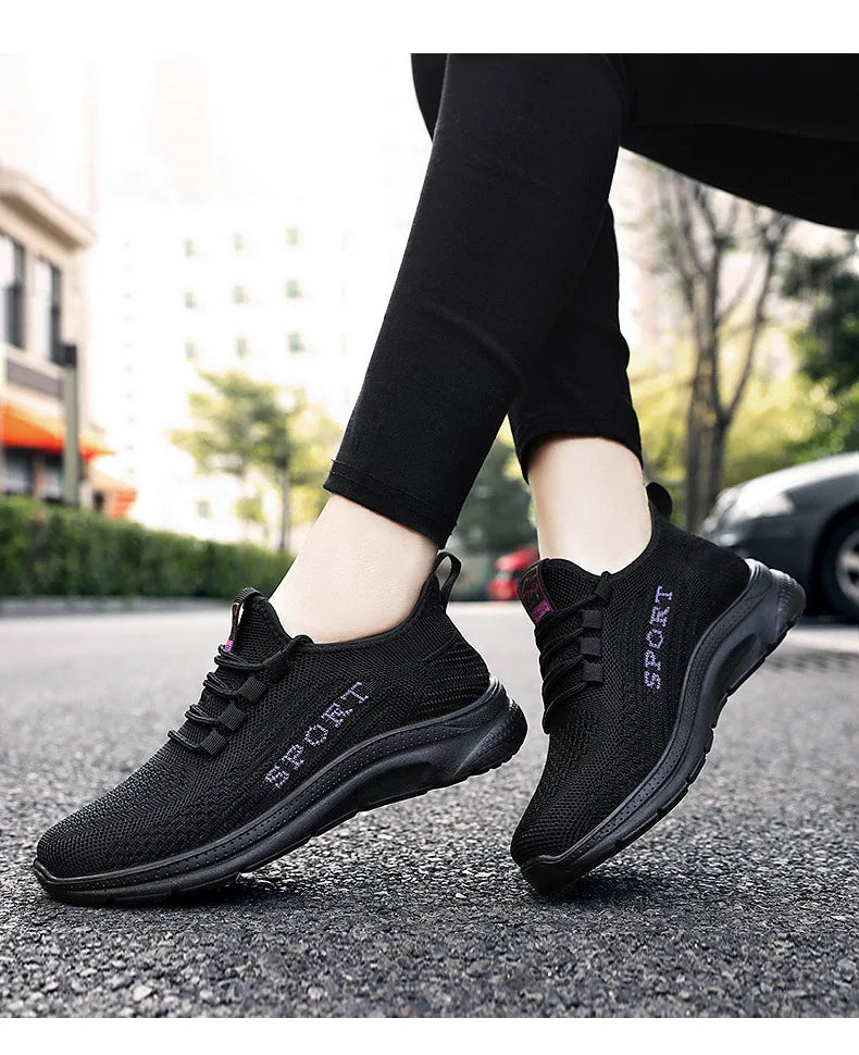 Sneakers 2025 New Fashion Wedge Platform Plus Size Casual Sports Shoes Women Lace-up Mesh Breathable Women's Vulcanized Shoes
