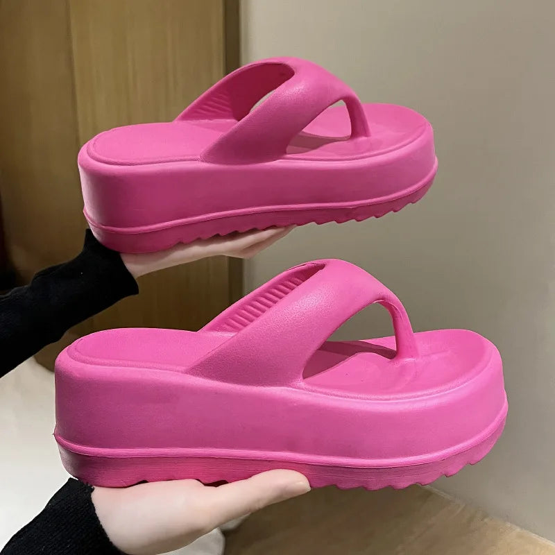 Crestar Summer Women's Platform Slippers Fashion Women Deep Heels Soft Beach Slippers New Outdoor Waterproof Soft-Soled Slippers