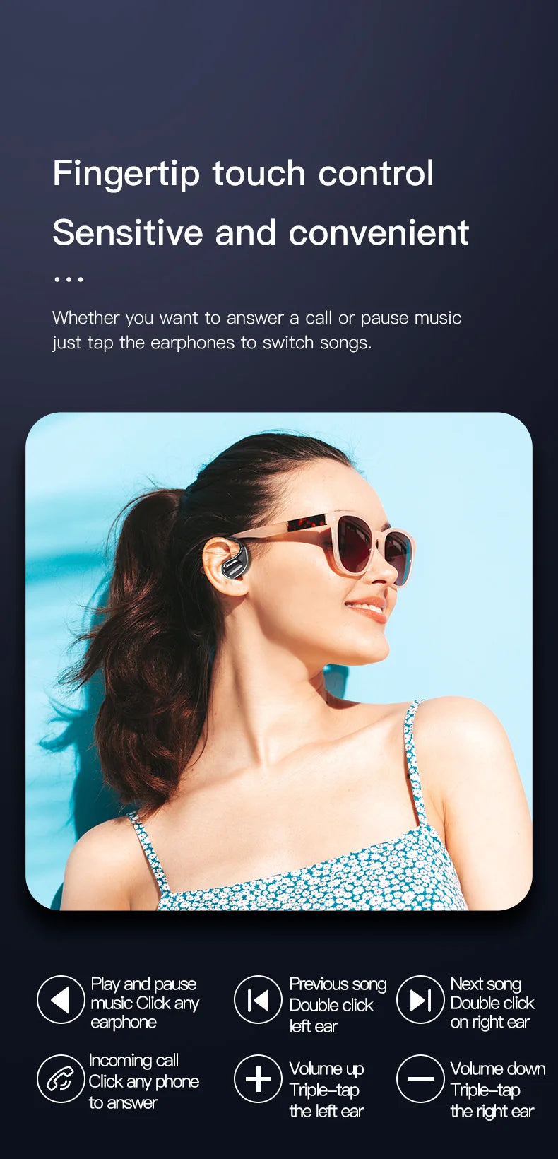 Bluetooth 5.4 Ear Hook Headphones TWS Wireless Earphones HiFi Stereo Waterproof Headsets LED Display Long Standby Touch Earbuds