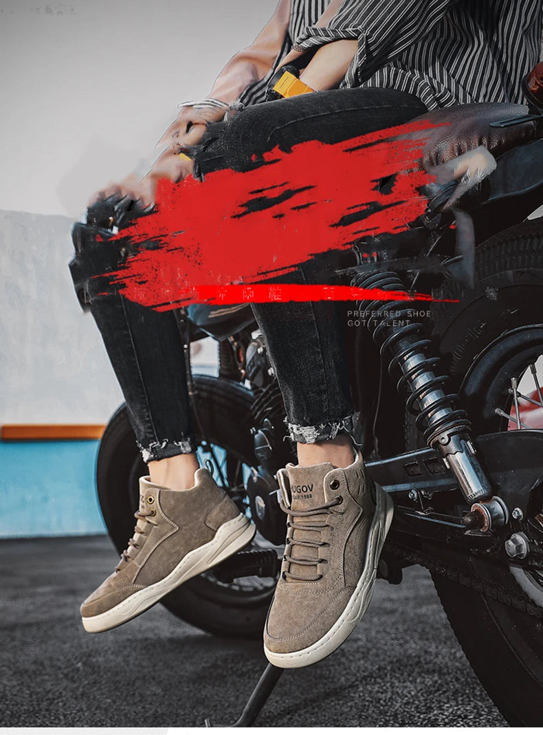 High Top Boots Men's Shoes Fashion Motorcycle Ankle Boots Shoes for Men Winter Boots Men's Sneakers Lace-Up Botas Hombre