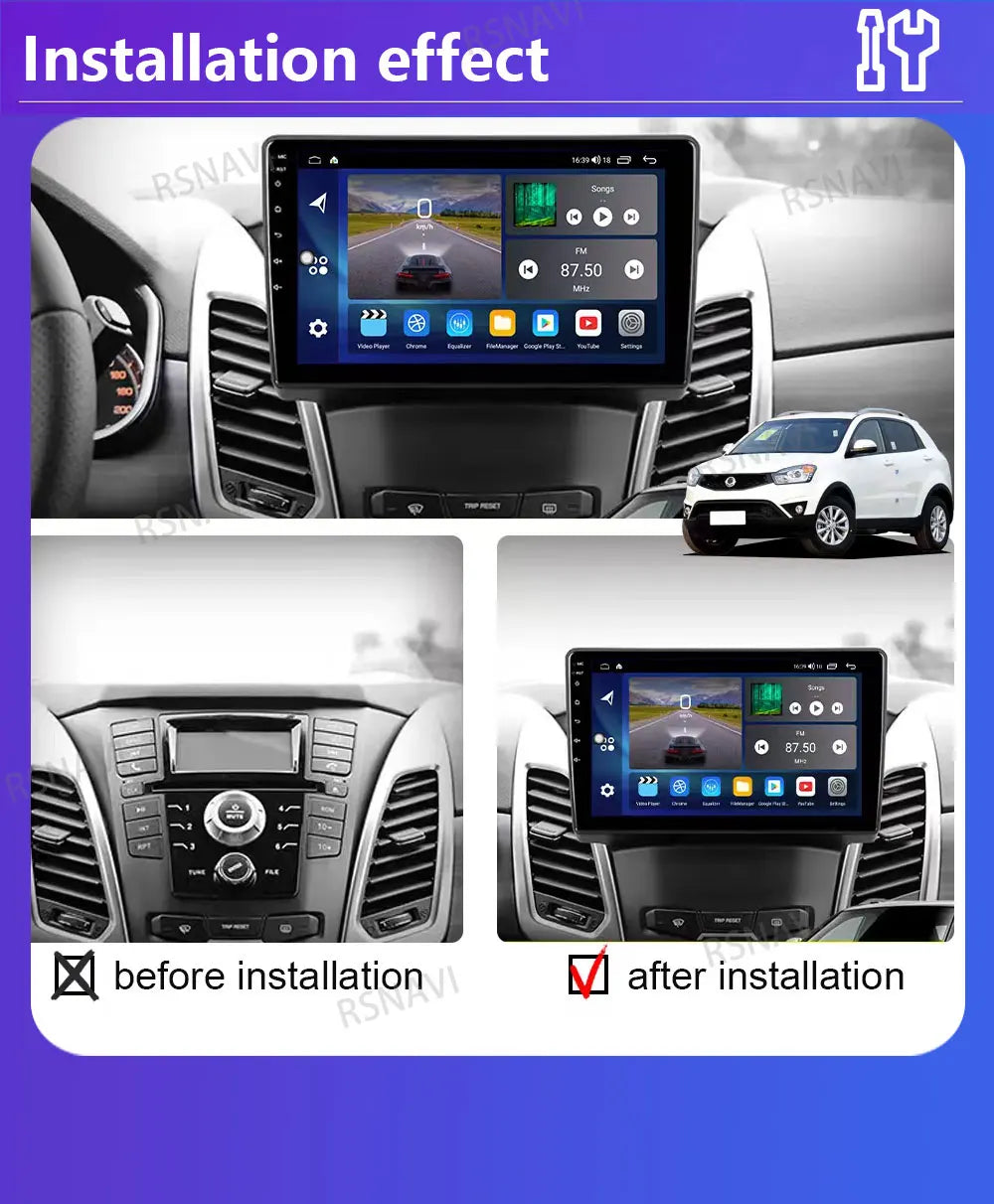Android 15 For SsangYong Korando 3 Actyon 2 2013-2017 2K QLED Android Car Radio Multimedia Video Player GPS Stereo CarPlay 4G BT