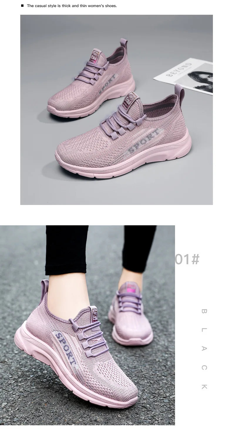 Sneakers 2025 New Fashion Wedge Platform Plus Size Casual Sports Shoes Women Lace-up Mesh Breathable Women's Vulcanized Shoes