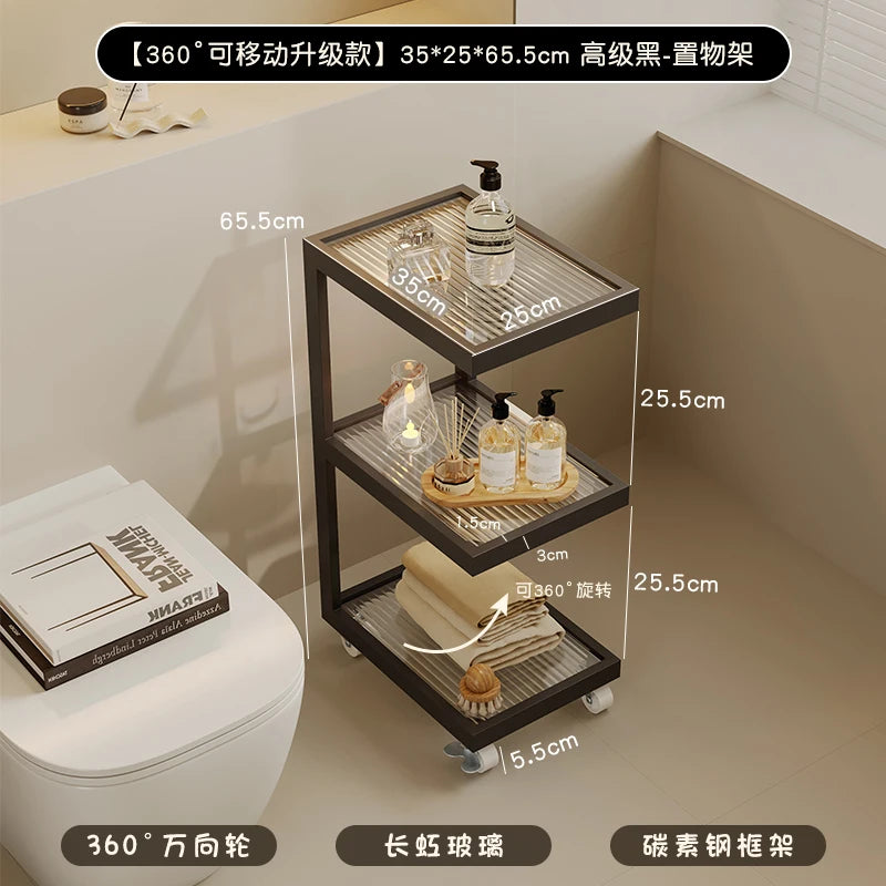 Spacious Bathroom Storage Organizer Multifunctional Floor Standing Cabinet Waterproof Freestanding for Small Gap