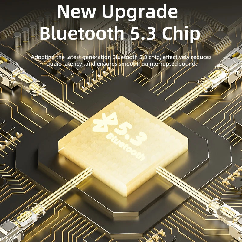 سماعات رأس لاسلكية أنيقة بتقنية البلوتوث 5.3، ستيريو هاي فاي، محمولة فوق الأذن، سماعة رأس للأعمال، سماعات أذن للألعاب منخفضة الكمون مع ميكروفون
