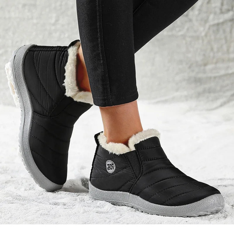 Women's Boots Women Winter Boots Warm Fur Winter Shoes For Women Snow Boots Lightweight Ankle Botas Mujer Black Combat Botines