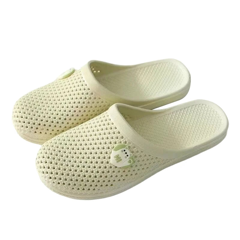 Fashionable Candy Color Hollow Toe Flat Non-Slip Waterproof Casual Slippers
