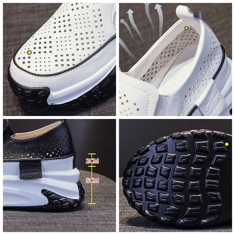 Fujin 7cm Genuine Leather Women Vulcanized Platform Wedge Chunky Sneaker Casual Stable Fashion Skate Boarding High Brand Shoes