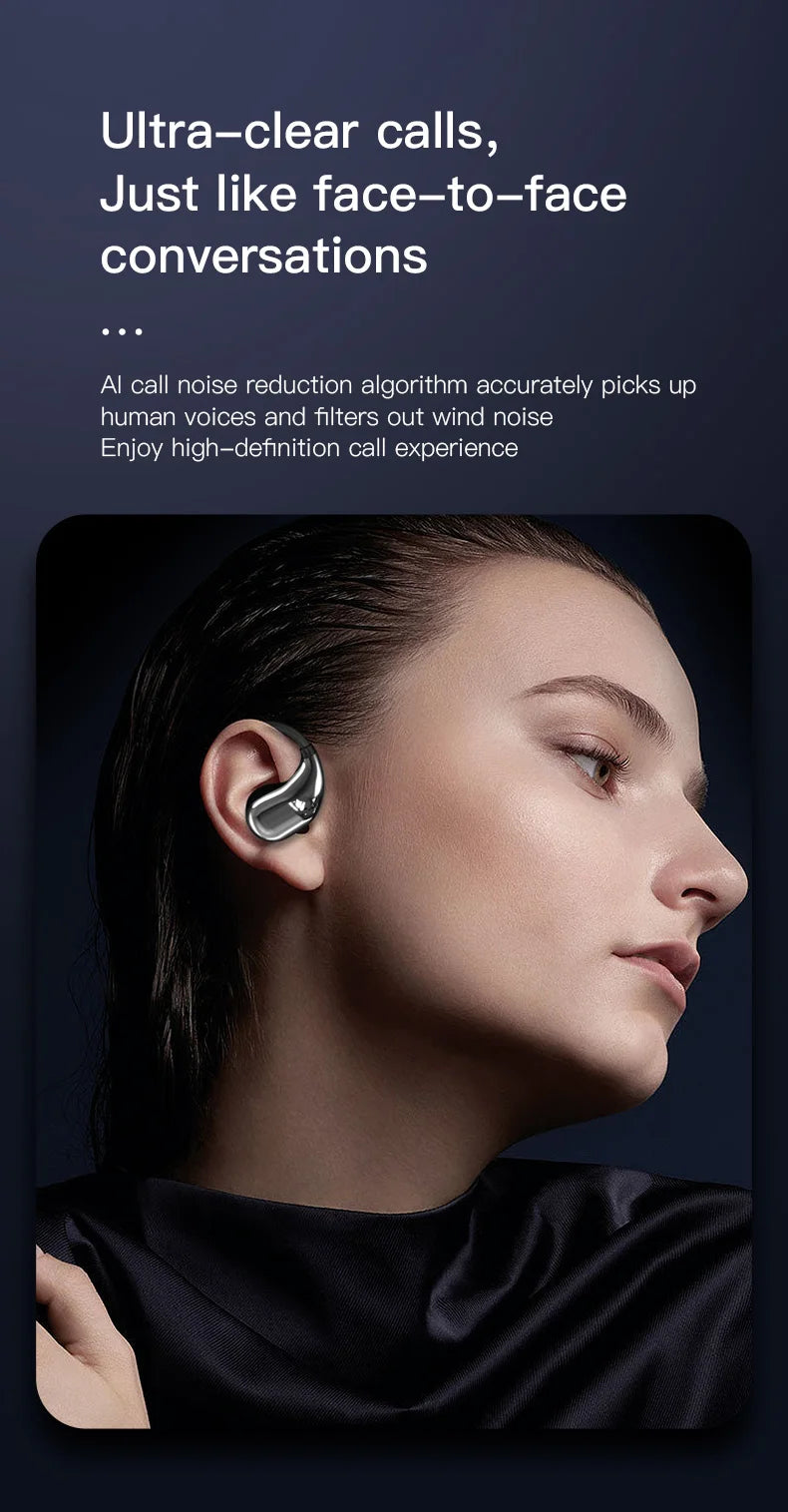 Bluetooth 5.4 Ear Hook Headphones TWS Wireless Earphones HiFi Stereo Waterproof Headsets LED Display Long Standby Touch Earbuds