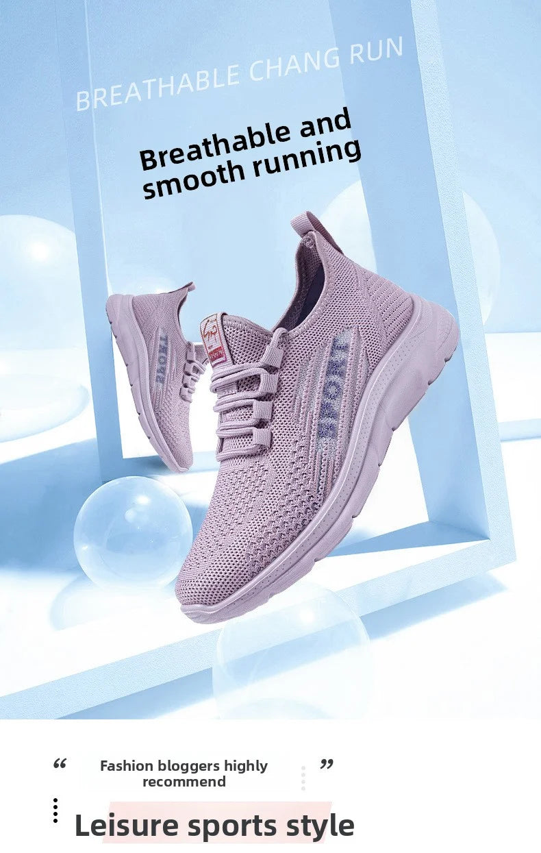 Sneakers 2025 New Fashion Wedge Platform Plus Size Casual Sports Shoes Women Lace-up Mesh Breathable Women's Vulcanized Shoes