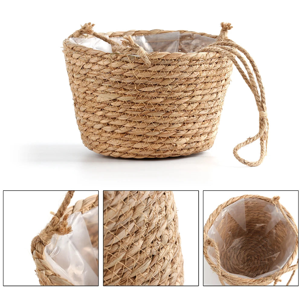 Garden Hanging Planter Macrame Plant Storage Basket Jute Rope Woven Indoor Outdoor Flower Pot Holder Plant Hangers Home Decor