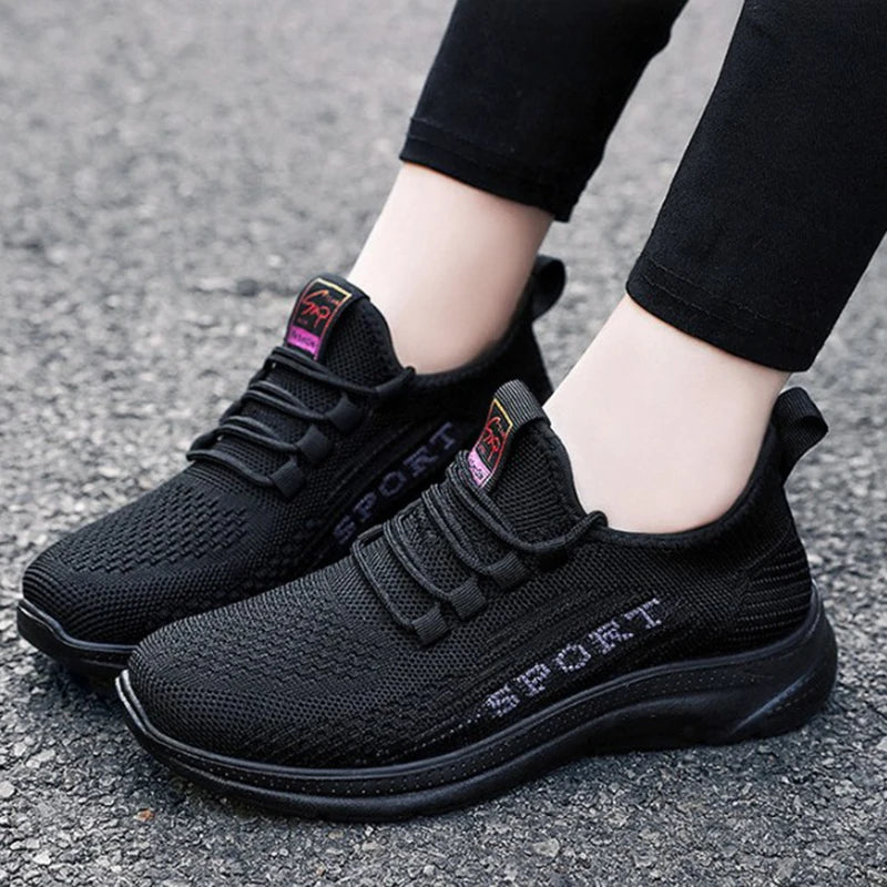 Sneakers 2025 New Fashion Wedge Platform Plus Size Casual Sports Shoes Women Lace-up Mesh Breathable Women's Vulcanized Shoes