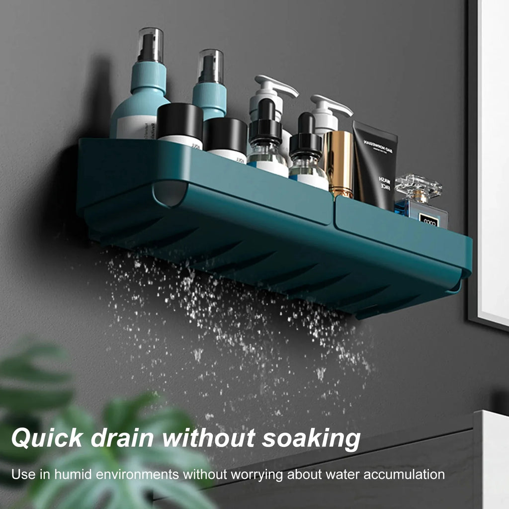 Bathroom  Kitchen Convenience Rack Shelf Makeup Storage Organizer Cosmetics Shampoo Rack Shower Shelf Wall Spice No Drilling