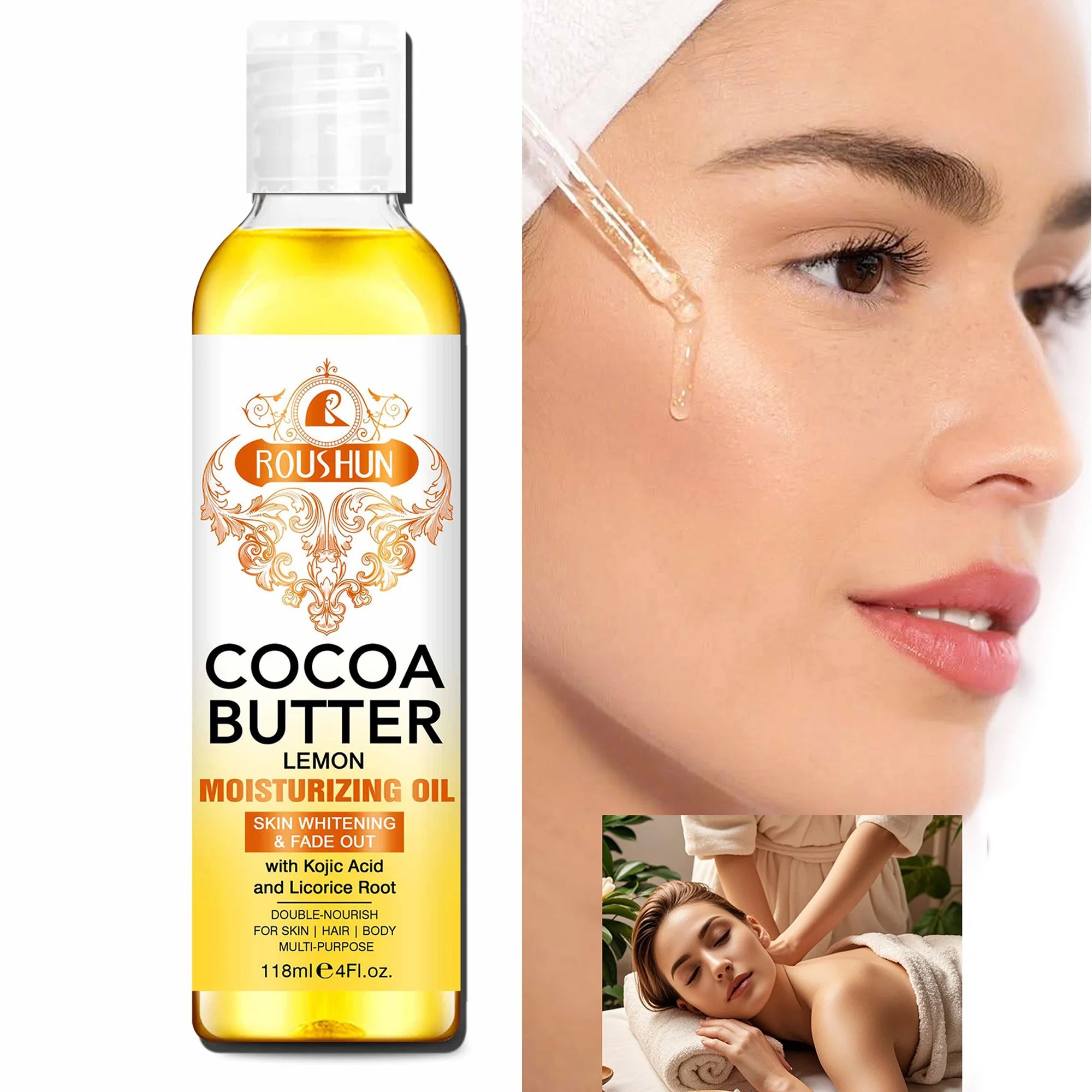 118ML Cocoa Butter Body OILlSkin care oil moisturizes and nourishes skin large capacity full body essential oil