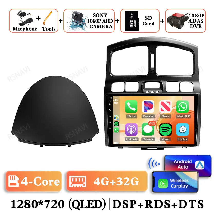 Android 15 For Hyundai Classic Santa Fe 2000-2004 JAC S1 (Rein) 2005-2015 Car Radio Qualcomm BT GPS Navigation QLED 5G WIFI AUTO