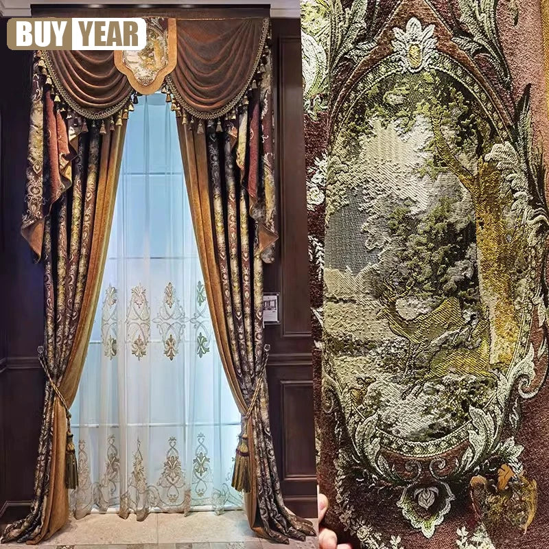 European American Curtains for Living dining Room Bedroom  Retro High-end Court French Villa Blackout Luxury Atmosphere High-end