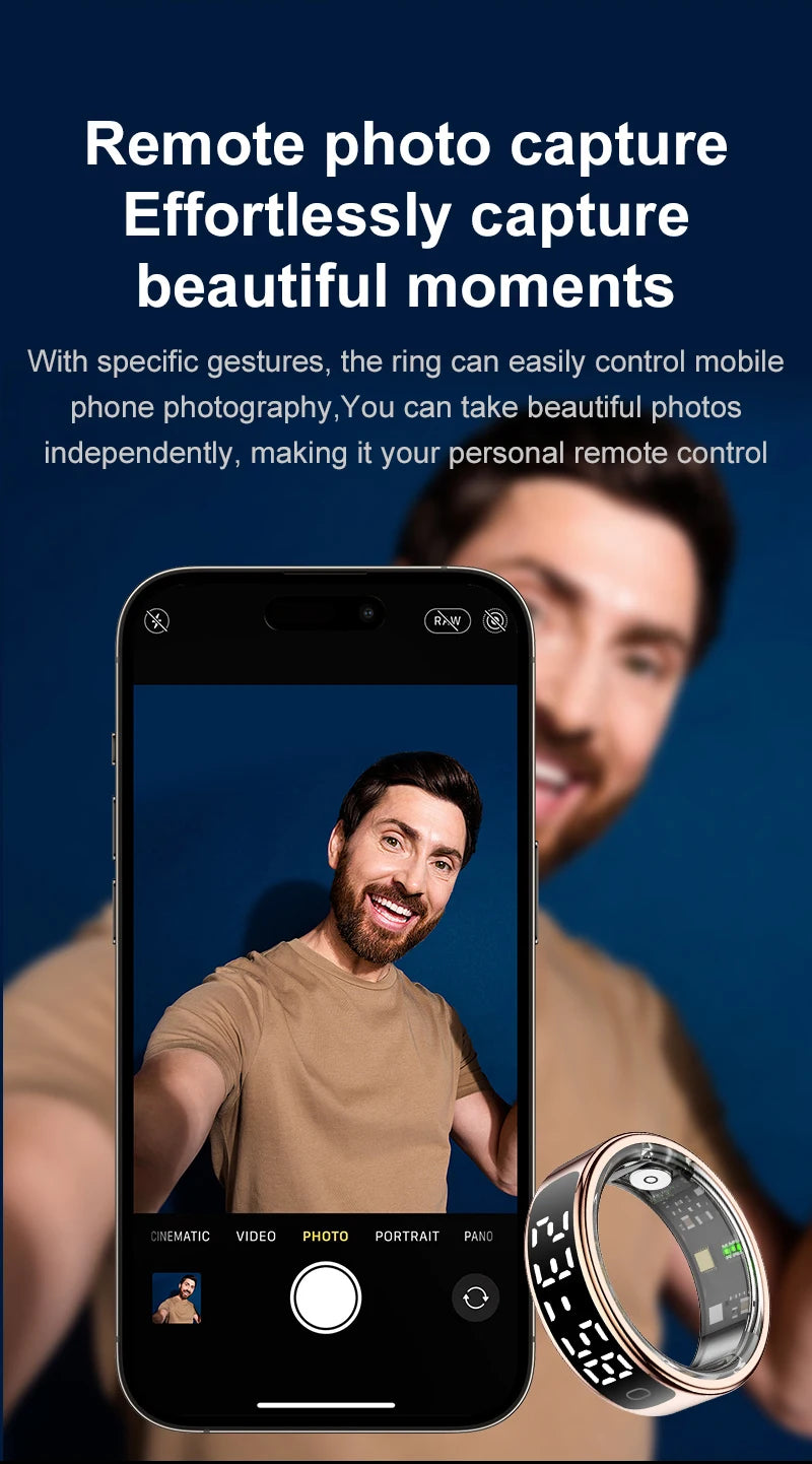 For Android IOS Phones Men Women Smart Ring With Charging Case Information Reminder Fitness Rings Pedometer Sleep Health Monitor