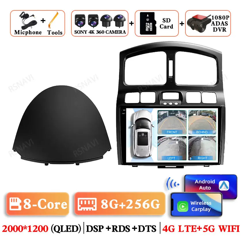 Android 15 For Hyundai Classic Santa Fe 2000-2004 JAC S1 (Rein) 2005-2015 Car Radio Qualcomm BT GPS Navigation QLED 5G WIFI AUTO