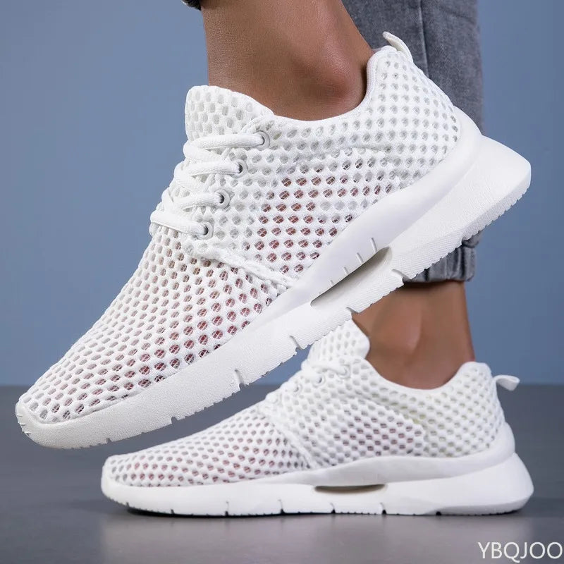 Spring and Autumn Lightweight Breathable Mesh Solid Color Strap Sports Shoes Anti slip Outdoor Breathable Men's Running Shoes