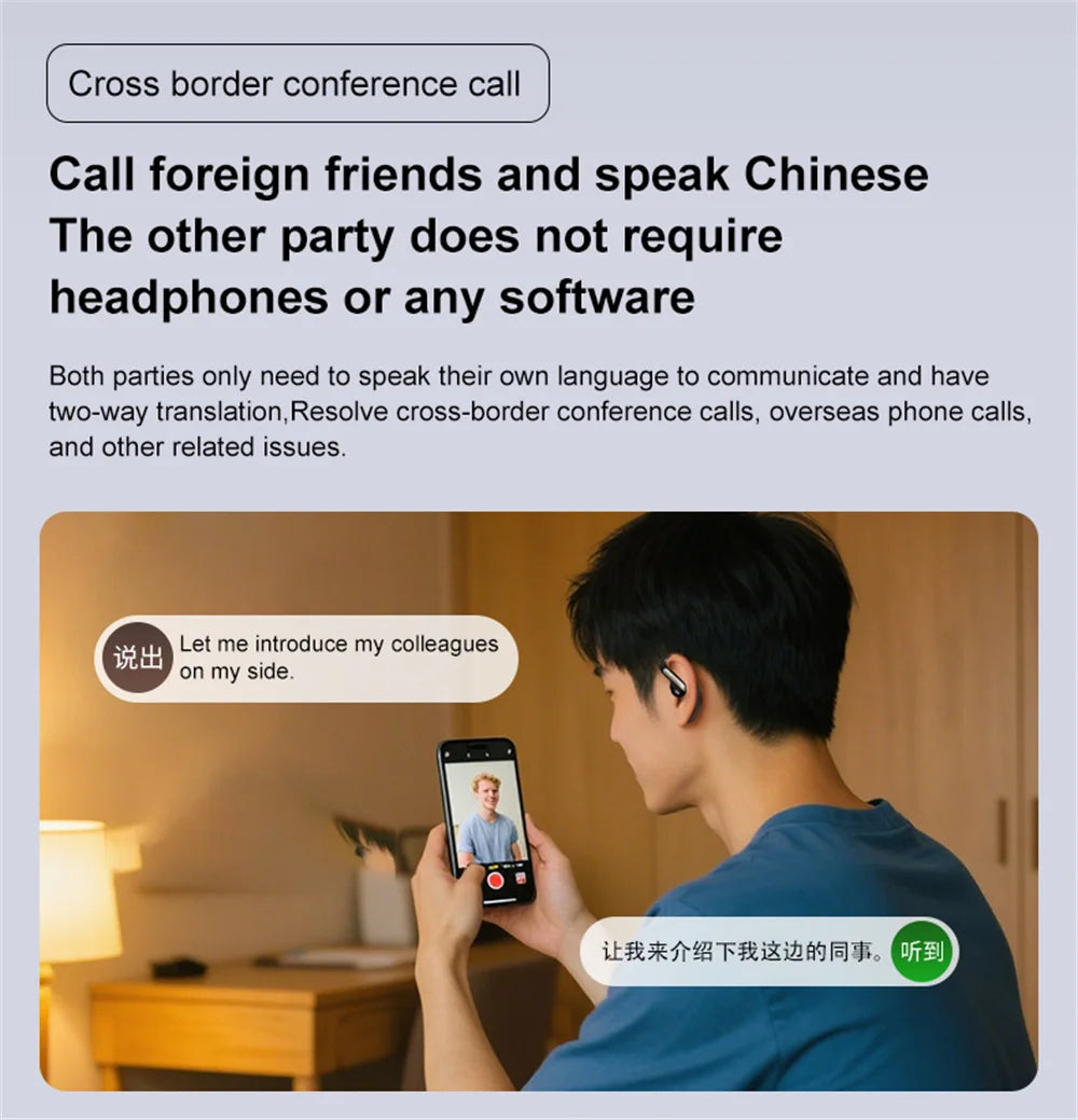 Smart Translation Headsets 144 Languages Real Time Translator Earbuds Wireless Bluetooth Headphones For Travel Business Learning