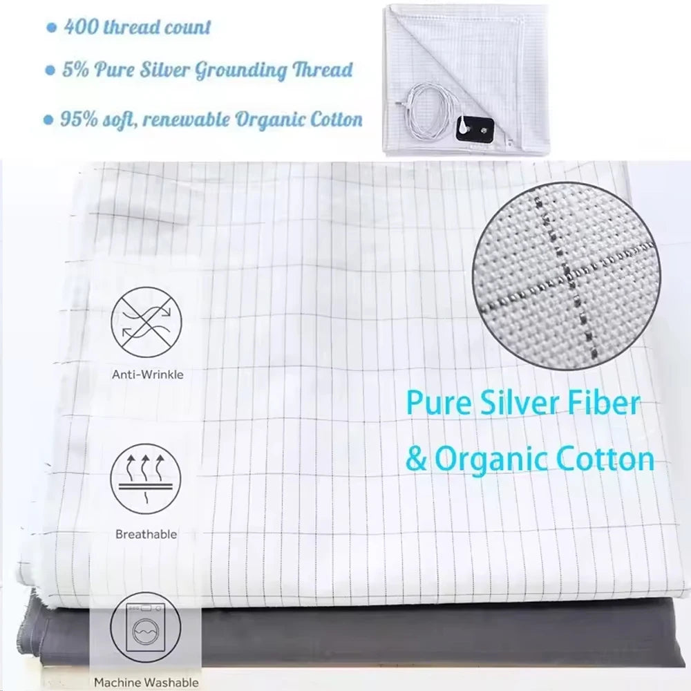 Earthing Bed Sheet Flat Sheet Earth AU Plugs/ UK Plugs/ EU Plugs Benefit Nature Health Well Grounded Gold Connection Earth Cord