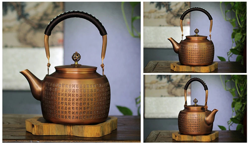 New high-capacity red copper teapot, Household gas stove boiling water kettle, Health wellness tea kettle, Kungfu tea set, 2.0L