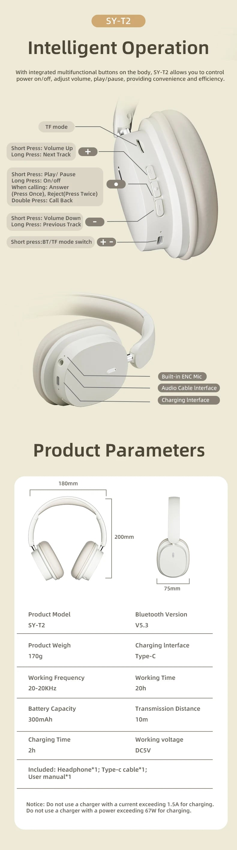 Bluetooth 5.3 Fashion Wireless Headphones HIFI Stereo Portable Over-ear Business Headset Low Latency Gaming Earphones With Mic