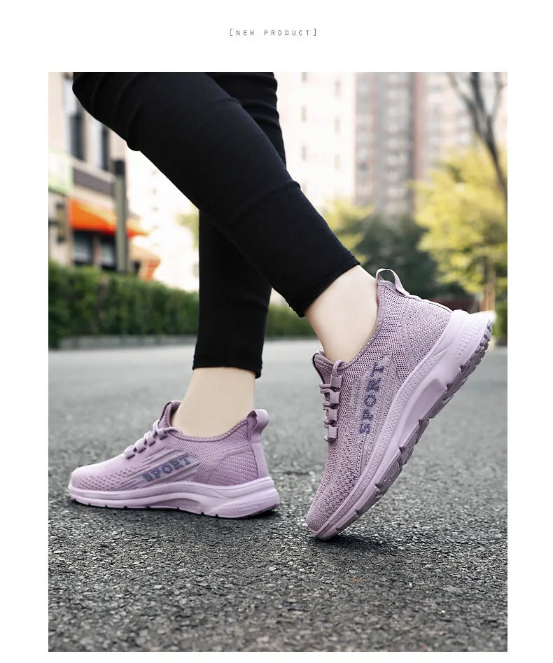 Sneakers 2025 New Fashion Wedge Platform Plus Size Casual Sports Shoes Women Lace-up Mesh Breathable Women's Vulcanized Shoes