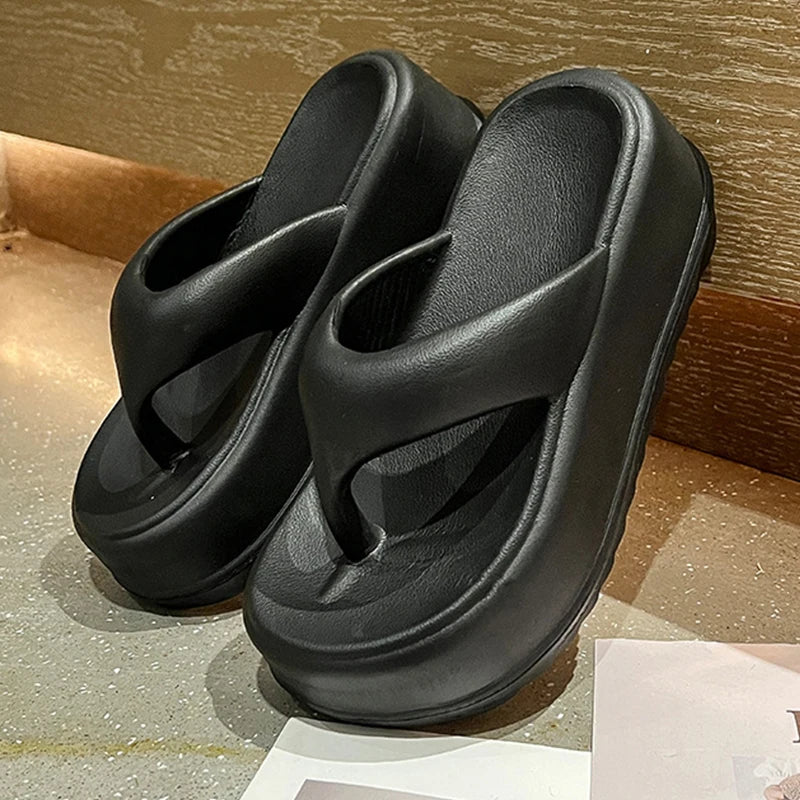 Crestar Summer Women's Platform Slippers Fashion Women Deep Heels Soft Beach Slippers New Outdoor Waterproof Soft-Soled Slippers