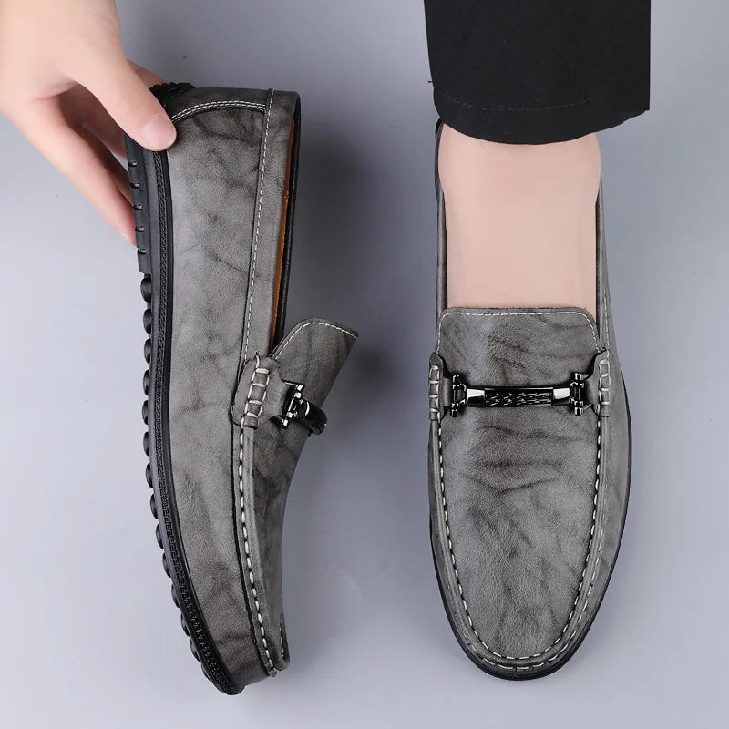 Genuine Leather Loafers for Men Handmade Casual Shoes Moccasins Breathable Sneakers Mens Driving Shoes Comfort Soft Dress Flats