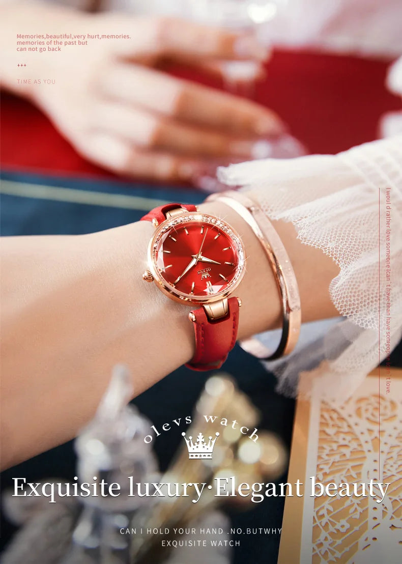 OLEVS Brand watch fashion diamond-encrusted outer ring ladies quartz watch waterproof watch 6645 SwiftNest