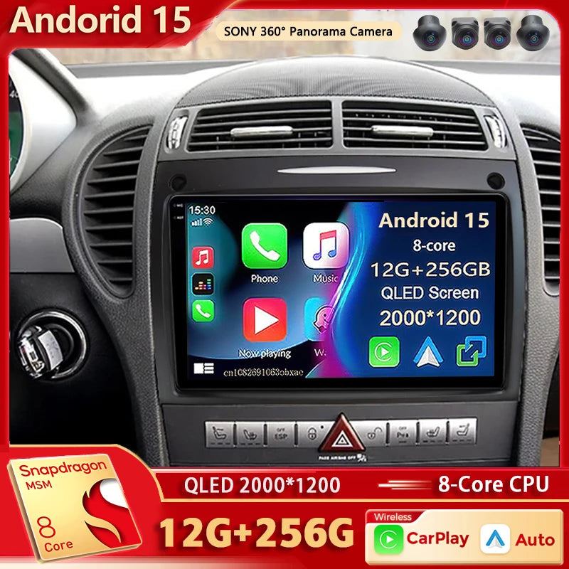 Android 15 For Benz SLK-Class R171 2004 - 2011 2K QLED Android Car Radio Multimedia Video Player GPS stereo CarPlay Head Unit 4G