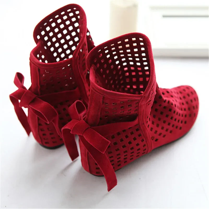 Hollow Summer Boots Bootie 2025 with The New Shoes Lace Openwork Crochet Boots Plus Size 34-43 Hollow Fashion Women Boots 43