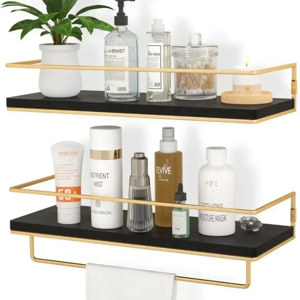 Bathroom Shelving Wooden Towel Rack Toilet Cosmetics and Toiletries Storage Kitchen Display Rack  Wall Mounted Storage Holder