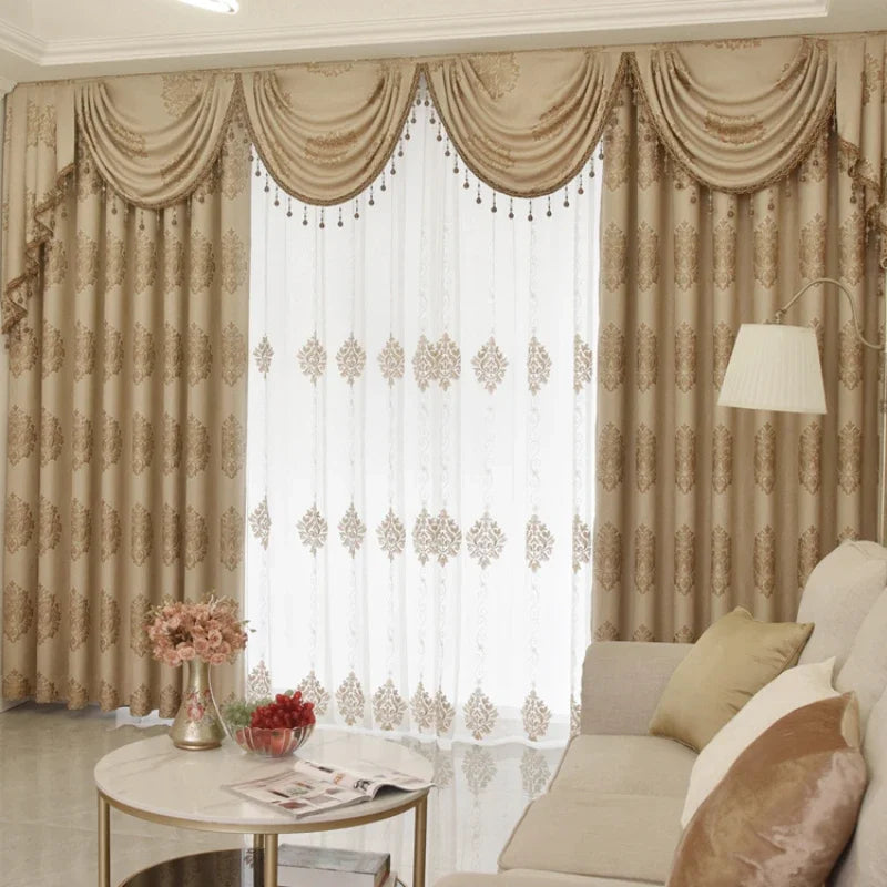 European Curtains for Living Dining Room Bedroom Decorative Fabric Court Luxury Luxury Atmosphere Jacquard Blackout