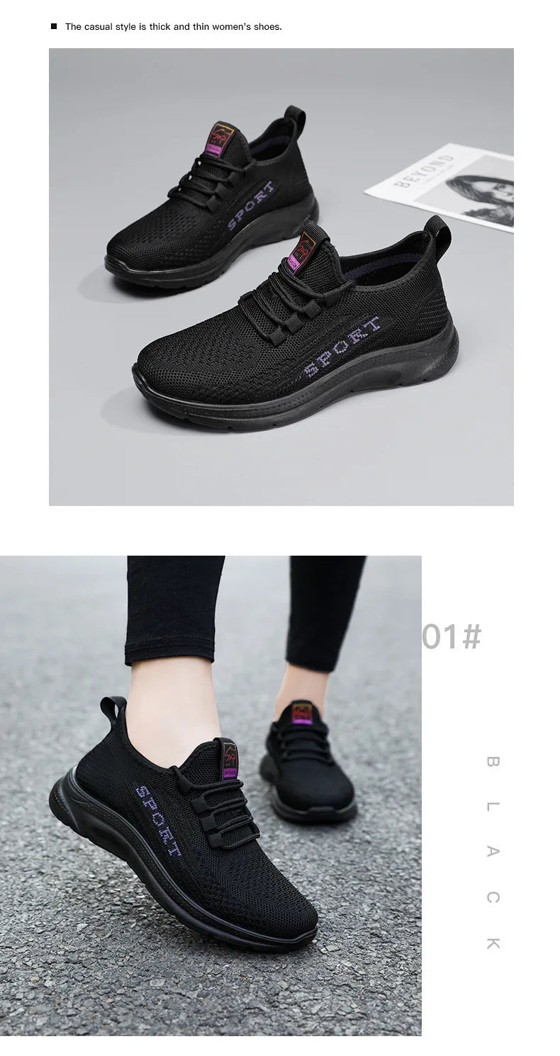 Sneakers 2025 New Fashion Wedge Platform Plus Size Casual Sports Shoes Women Lace-up Mesh Breathable Women's Vulcanized Shoes