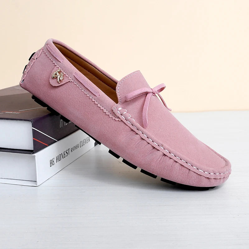 Pink Men Tassels Moccasin Shoes Europe Stylish Male Formal Dress Party Suit Shoes Big Size 35-48 Adult Leisure Driving Loafers