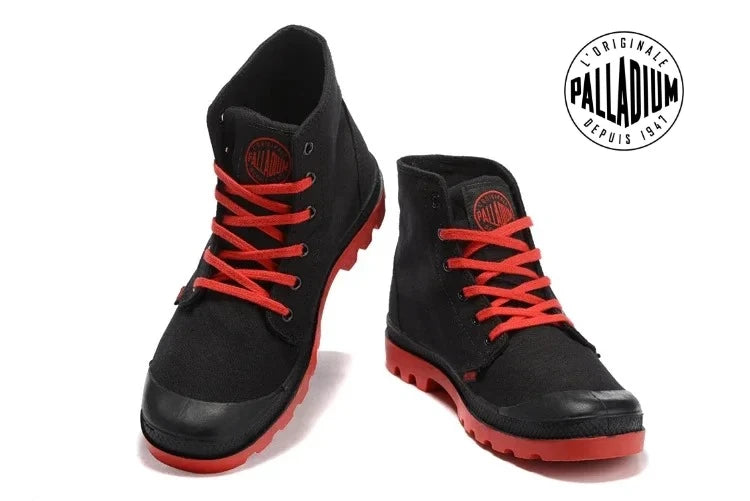 PALLADIUM Pampa Outdoor Classic Black and red Canvas Shoe Ankle Botas Cowboy Sneakers Boots Fashion Canvas Shoes Size Eur 40-45