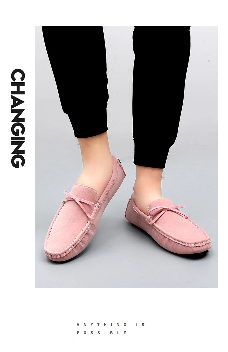 Pink Men Tassels Moccasin Shoes Europe Stylish Male Formal Dress Party Suit Shoes Big Size 35-48 Adult Leisure Driving Loafers
