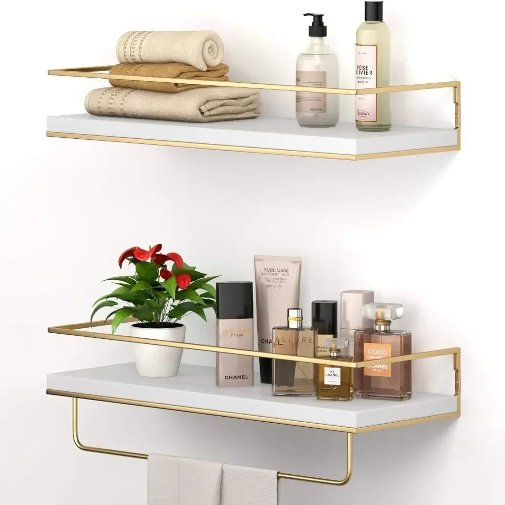 Bathroom Shelving Wooden Towel Rack Toilet Cosmetics and Toiletries Storage Kitchen Display Rack  Wall Mounted Storage Holder