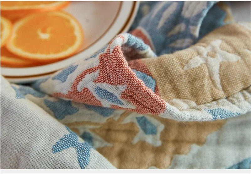 100% Cotton Muslin Bed Cover Breathable Muslin Bedspread Home Textile Adult Kids Jaccquard Sofa Bed Throw Blankets Bedsheet