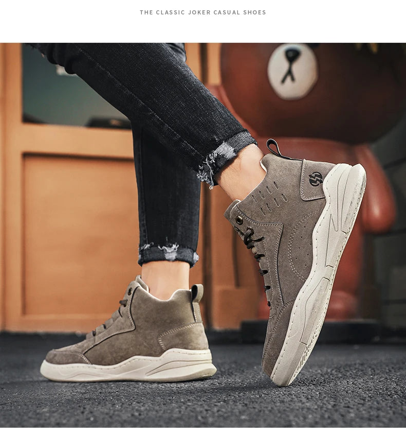 High Top Boots Men's Shoes Fashion Motorcycle Ankle Boots Shoes for Men Winter Boots Men's Sneakers Lace-Up Botas Hombre