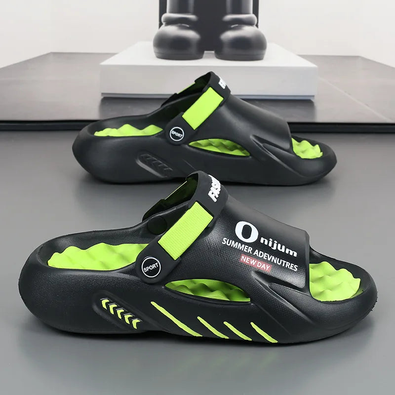 Comwarm New Thick Sole Men Sandals Indoor Outdoor Men Massage Slippers Casual Beach Slides Fashion Men's Sport Slippers Big Size